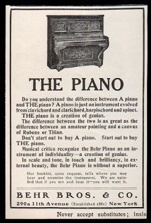 Behr Piano Upright Decorative Behr Bros., NY 1907 Musical Instrument 