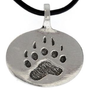 Bear Claw LGBT Gay Silver Pewter Pendant Leather Cord
