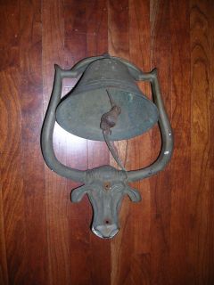 Antique Solid Brass Texas Cattle Ranch Dinner Bell