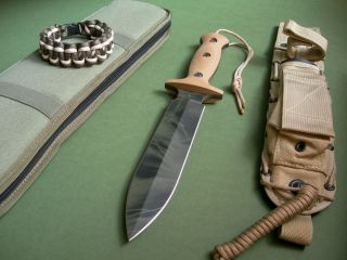 BEHRING KNIFE / TREEMAN CUSTOM 8 COMBAT DAGGER / CAMO & COYOTE G10 