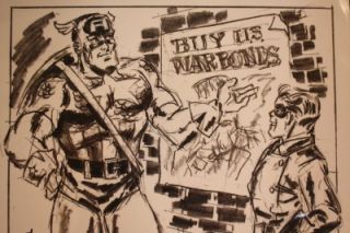 Allen Bellman Golden Age Comic Legend Signed Captain America Print 