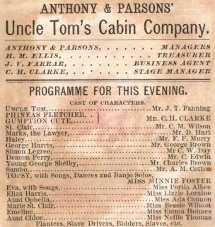 Anthony Parsons Uncle Toms Cabin Hoyt Perfume Card Minnie Foster JT 