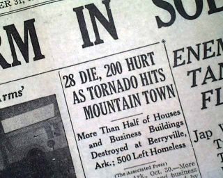 Berryville AR Arkansas Tornado Disaster 1942 Newspaper