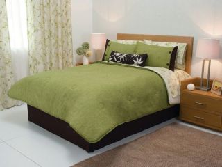 Olive Green Beige Black Palms Leaves Comforter Bedding Sheet Set King 