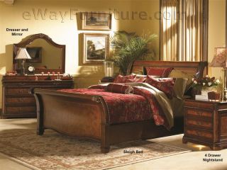 Vineyard King Sleigh Bed Online Bedroom Furniture Set Dresser Mirror 