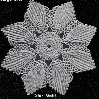 Vintage Crochet Pattern Motif Bedspread Sunburst Leaf