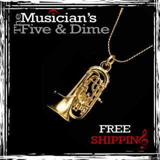 New 24K Gold Besson Euphonium Baritone Necklace Music Jewelry Gifts 