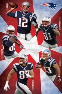 New England Patriots Super 5 2012 Poster Gronkowski Brady Lloyd Welker 