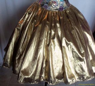 Vintage 60s Party Dress Mike Benet Gold Lame Full Skirt