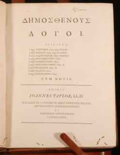 1748 Demosthenous Logoi Demosthenes John Taylor