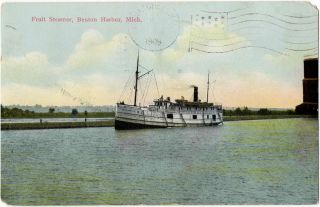 Benton Harbor Michigan Fruit Steamer PM 1909 Vintage Postcard