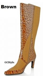Bellini Tall Stretch Croco Patent Fashion Knee Boots