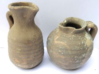 Set of 2 Biblical Ancient Jug Terracotta Roman Wine Jar Clay Holy Land 