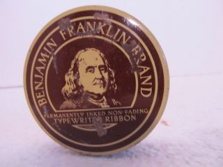 Benjamin Franklin Typewriter Ribbon Tin Pic. of Ben Franklin