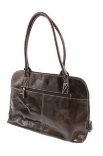 Giani Bernini Brown Leather Organizational Satchel Handbag Large BHFO 