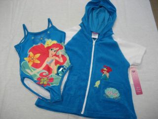 Disney Princess Ariel Blue 1 PC Swim Suit C Up Girl 3T