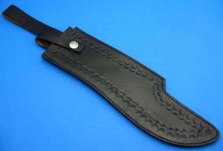 Large Black Leather Fixed Blade Bowie Knife Belt Sheath