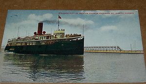 1909 Great Lakes Steamer City of Benton Harbor Entering St. Joseph 