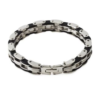   Stainless Steel Linked Chain or Bike Chain w Rubber Bracelet