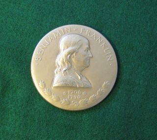 Benjamin Franklin 1706 1790 3 High Relief Bronze Medal No Reserve