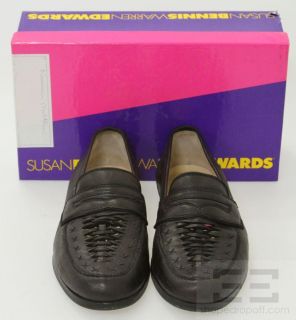 Susan Bennis Warren Edwards Mens Black Deerskin Leather Braided 