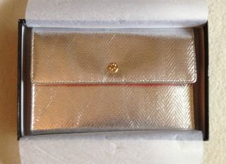 New MZ Wallace Beresford Wallet Clutch Silver and Orange