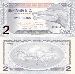 Beringia 2 Dinar Banknote World Money Currency Fun Note Polymer Bill 
