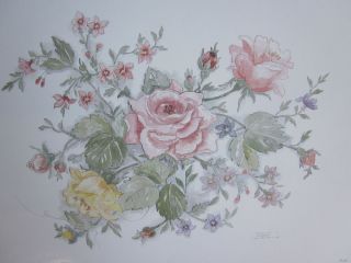   Roses Signed Numbered Lithograph by Mary Vincent Bertrand