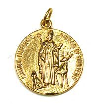 Saint Hubert Patron of Hunters Charm Gold Plated Silver