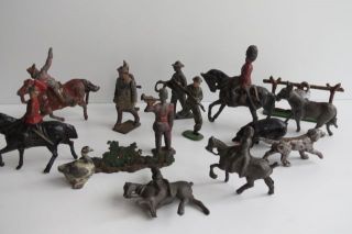   collection of tin lead figure figurine of soldiers and animals