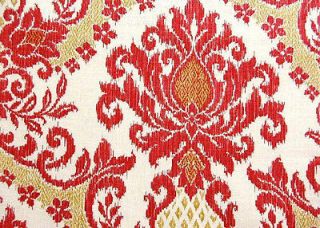WAVERLY Bedazzle Clementine Red/Cream/Taupe Linen IKAT Fabric