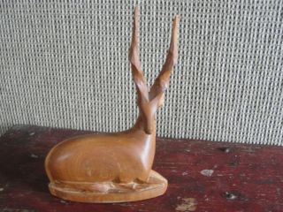 Hand Carved Wood African Wild Animal Big Buck Deer