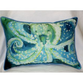 Betsy Drake Interiors Coastal Octopus Indoor Outdoor Pillow