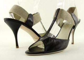 Bettye Muller Twirl Capretto Black Womens Designer Shoes T Strap 