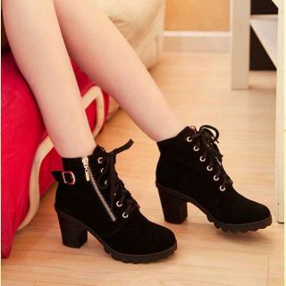   Leather Lace UP High Top Wedge heels Sneaker Shoes Lady Ankle boot
