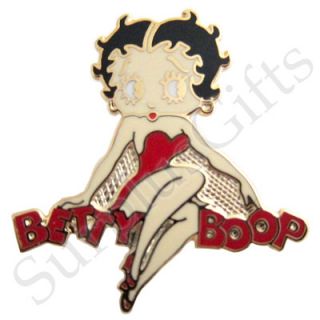 betty boop sitting on her name signature lapel pin lpbb2067