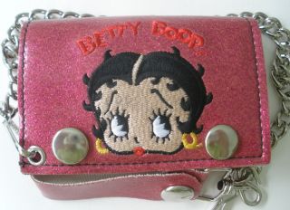 Betty Boop Trifold Glitter Biker Wallet You Pick Color Embroidered 