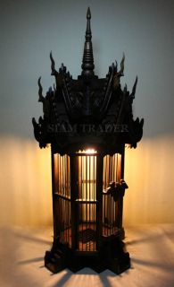 Thai Decorative Teak Wood Bird Cage with Light (MA007)