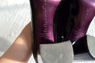 Bettye Muller Patent Slight Pointed Platform Black Chunk Heel 7 37 $ 