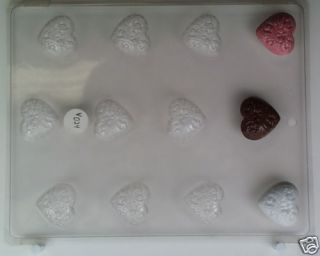 Bite Size Etched Heart Shaped Piece Candy Mold