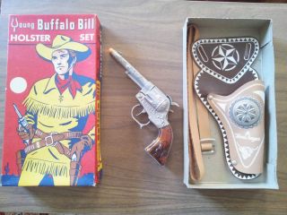 Young Buffalo Bill cap gun holster set Leslie Henry 1954 in box