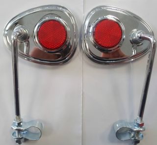 Classic Bicycle V Mirror Red Reflectors 1 Pair