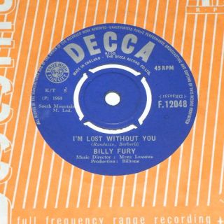 BILLY FURY IM LOST WITHOUT YOU ORIGINAL 1964 7 VINYL SINGLE VG