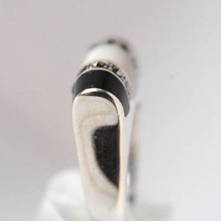 Mother of Pearl Black Onyx Marcasite s Silver Ring 9