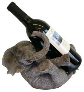 Big Happy Elephant Hand Finished Wine Bottle Holder with Bonus Stopper 