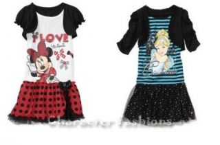 Minnie Mouse Cinderella Girls 4 5 6 6X 7 8 Dress Shirt Skirt Set 