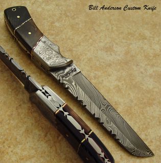 Hand Made by Bill Anderson 1 of A Kind Custom Damascus Knife Fossil 