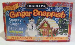 Bigelow Ginger Snappish Limited Edition Seasonal Tea Bags 20 count 1 