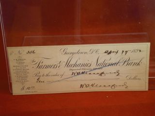 william alexander glassford signed bank check 1892