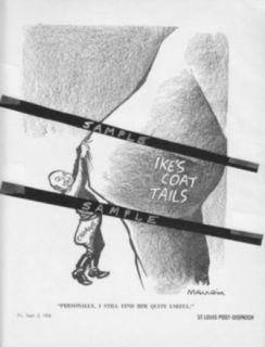 1958 Bill Mauldin Ike’s Coat Tails Political Cartoon